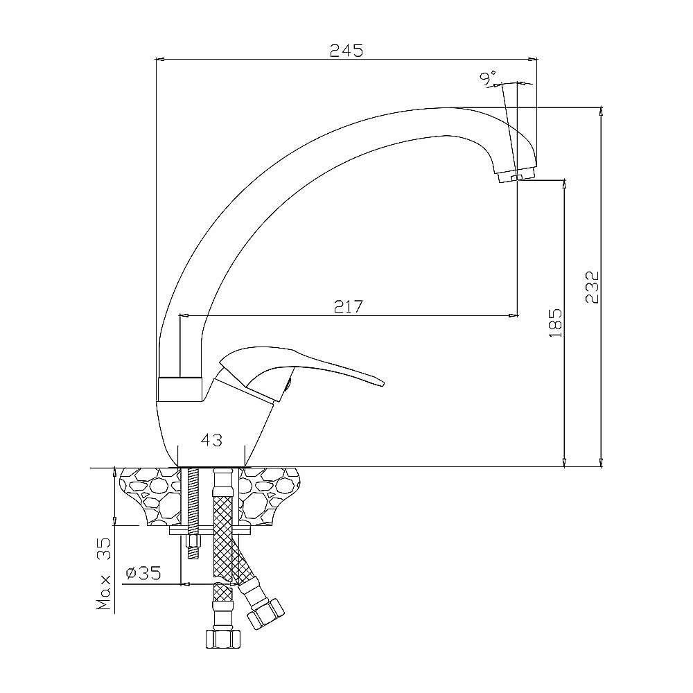 Смеситель для кухни Olive's VEGA 12431VE хром купить в интернет-магазине сантехники Sanbest