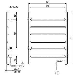 Полотенцесушитель электрический Domoterm Аврора DMT 109-6 50x71 EK хром купить в интернет-магазине сантехники Sanbest