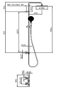 Душевая система Bossini Apice L10505.073 черная купить в интернет-магазине сантехники Sanbest