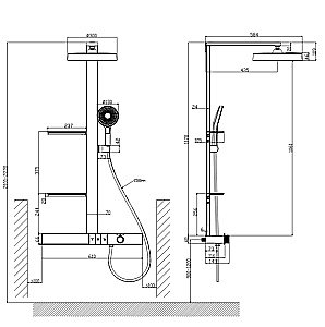 Душевая система Black&White Gravity 9005NGM оружейная сталь купить в интернет-магазине сантехники Sanbest