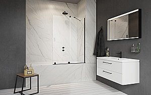 Шторка для ванны Radaway Furo Black PND II 100 стекло прозрачное/профиль черный матовый купить в интернет-магазине Sanbest