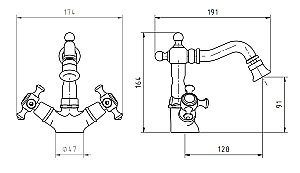 Смеситель для биде Migliore Prestige 31624 бронза купить в интернет-магазине сантехники Sanbest