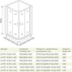 Душевой уголок Good door LATTE R 120x120 матовый купить в интернет-магазине Sanbest