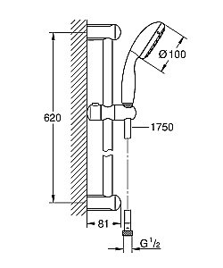 Душевой гарнитур Grohe Tempesta New 100 27924001 хром купить в интернет-магазине сантехники Sanbest