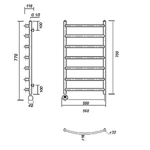 Полотенцесушитель электрический Domoterm Калипсо П7 500x700 E золото купить в интернет-магазине сантехники Sanbest