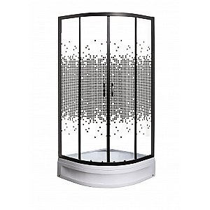 Душевой уголок без поддона МОНОМАХ ДУ 70/180 МЗ BL 10000008596 70x70 стекло прозрачное с рисунком/профиль черный купить в интернет-магазине Sanbest