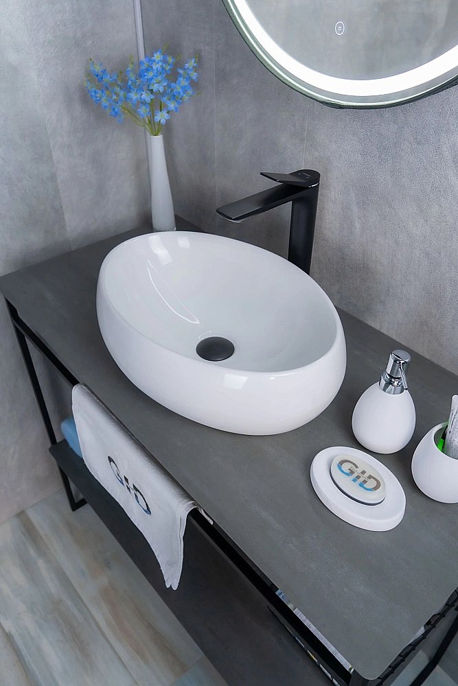 Раковина накладная Gid Lago 48 N9030b 51115 белая купить в интернет-магазине Sanbest