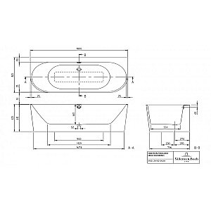 Ванна Villeroy&Boch Oberon 2.0 UBQ180OBR9CD00V-01 180x80 альпийский белый купить в интернет-магазине Sanbest