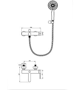 Смеситель для ванны с душем WONZON & WOGHAND STICK, Черный матовый (WW-88639017-MB) купить в интернет-магазине сантехники Sanbest