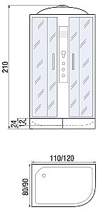 Душевая кабина RIVER DUNAY 24 120х80 стекло тонированное купить в интернет-магазине Sanbest