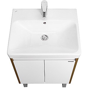 Тумба с раковиной Акватон Сканди Doors 55 белая/дуб рустикальный для ванной в интернет-магазине Sanbest