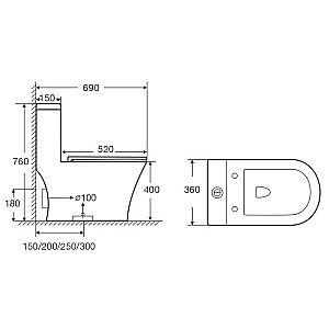 Унитаз моноблок Azario Vally AZ-80687 белый, безободковый, с крышкой микролифт, слив торнадо купить в интернет-магазине Sanbest