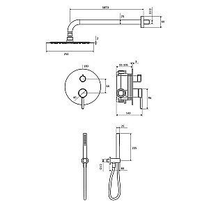 Душевая система Excellent Pi AREX.SET.1247GL золото купить в интернет-магазине сантехники Sanbest