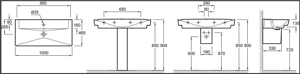 Раковина Jacob Delafon REVE 100 E4801-00 белая купить в интернет-магазине Sanbest