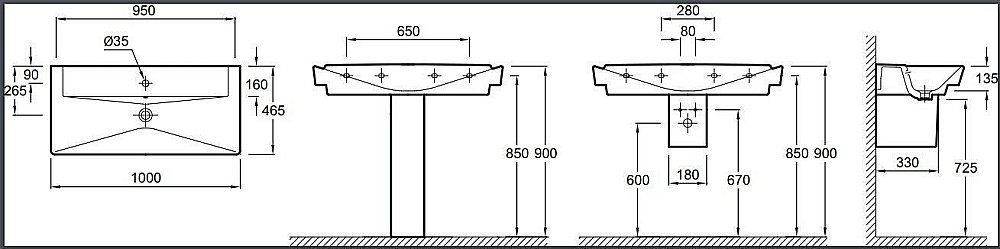Раковина Jacob Delafon REVE 100 E4801-00 белая купить в интернет-магазине Sanbest