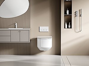 Унитаз подвесной ABBER Bequem AC1130 белый, с крышкой микролифт, безободковый, слив-торнадо купить в интернет-магазине Sanbest