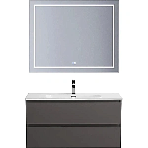 Тумба с раковиной BelBagno 100 KRAFT-1000-2C-SO-GSO+BB1000ETL темно-серая матовая для ванной в интернет-магазине Sanbest