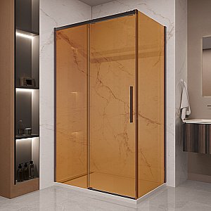 Душевой уголок Vincea Stella 120х90 VSR-1ST9012GSB стекло янтарь/профиль черный купить в интернет-магазине Sanbest