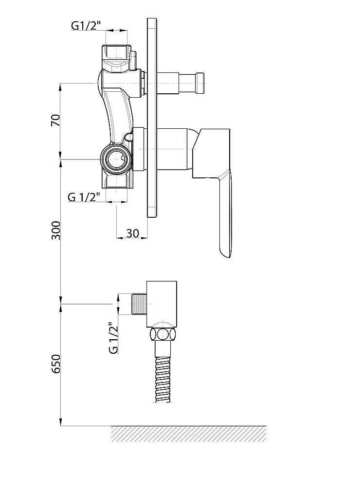 Смеситель для душа GPD FELIS MKB75 купить в интернет-магазине сантехники Sanbest