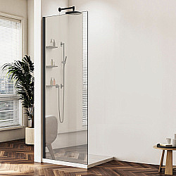Душевая перегородка Vincea Walk-In VSW-1HWS900MRB 90 профиль черный матовый/стекло зеркальное купить в интернет-магазине Sanbest