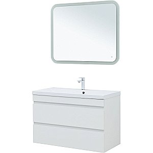 Тумба с раковиной Aquanet Нота new 100 335420 белая для ванной в интернет-магазине Sanbest