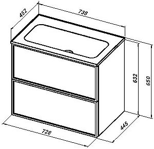 Тумба с раковиной Aquanet Арт 313265 75 маренго для ванной в интернет-магазине Sanbest