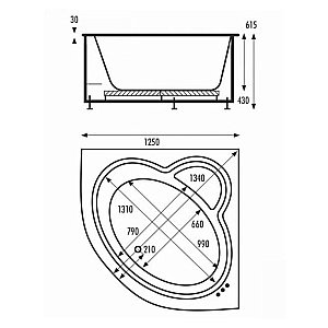 Ванна акриловая Vagnerplast Mini Catalina 125x125 купить в интернет-магазине Sanbest