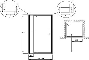 Душевая дверь Jacob Delafon SERENITY E14P120-GA 120 профиль хром/стекло прозрачное купить в интернет-магазине Sanbest