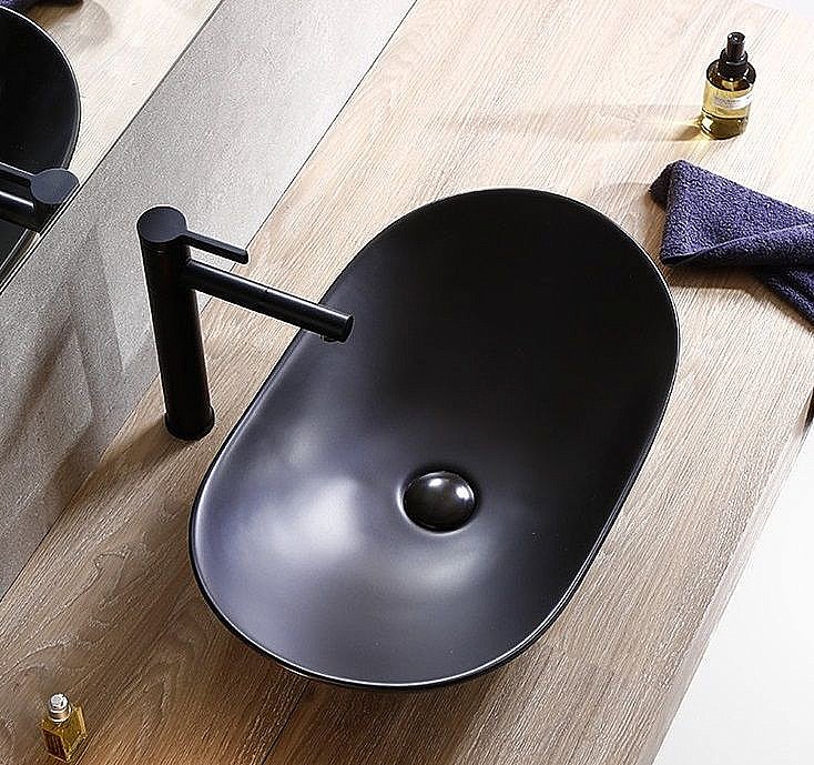 Раковина накладная Ceramalux NC 61,5 7811АМВ черная матовая купить в интернет-магазине Sanbest