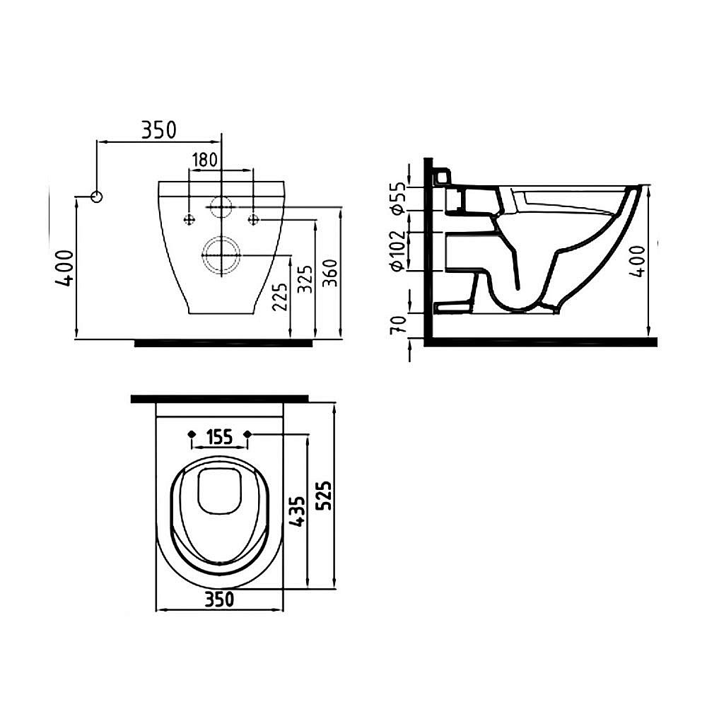 Унитаз подвесной Bien HARMONY HRKA052N5VP0B7000 черный матовый, с крышкой микролифт, безободковый купить в интернет-магазине Sanbest