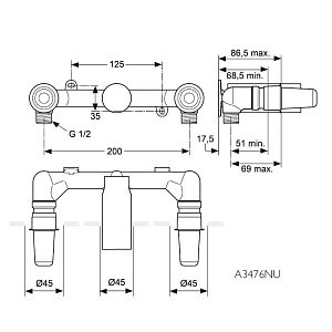 Скрытая часть для настенного смесителя Ideal Standard CELIA A3476NU купить в интернет-магазине сантехники Sanbest