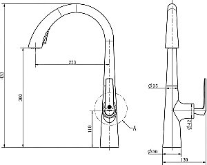 Смеситель для кухни Orange Boni M15-120cr хром купить в интернет-магазине сантехники Sanbest