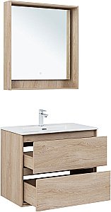 Тумба с раковиной Aquanet Милан 336384/330431 80 дуб светлый для ванной в интернет-магазине Sanbest