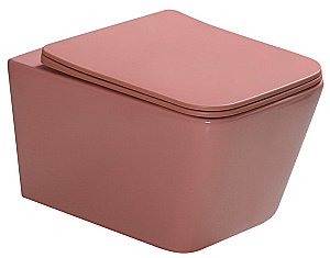 Унитаз подвесной SantiLine SL-5007T-P персиковый матовый, безободковый, с крышкой микролифт, слив торнадо купить в интернет-магазине Sanbest