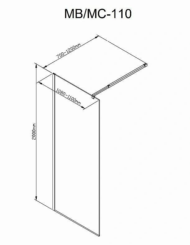 Душевое ограждение Deto MC110, 110x200х см, прозрачное стекло, профиль серебристый купить в интернет-магазине Sanbest