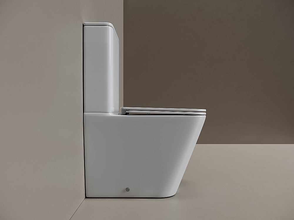 Унитаз напольный Ceramica Nova Cubic CN1803T-B/CN1803T-T белый, безободковый, с крышкой микролифт, слив торнадо купить в интернет-магазине Sanbest