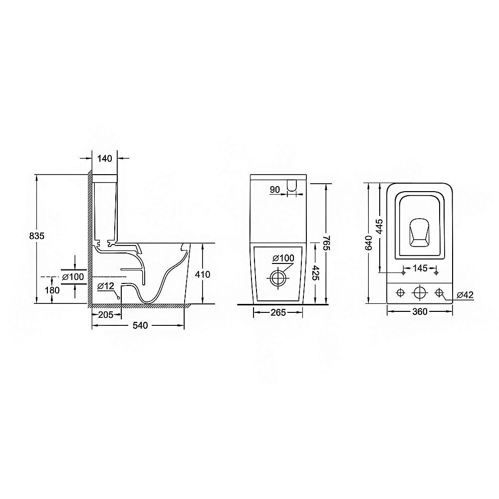 Унитаз-компакт Grossman GR-4445BMS безободковый, с бачком, с крышкой микролифт, черный матовый купить в интернет-магазине Sanbest