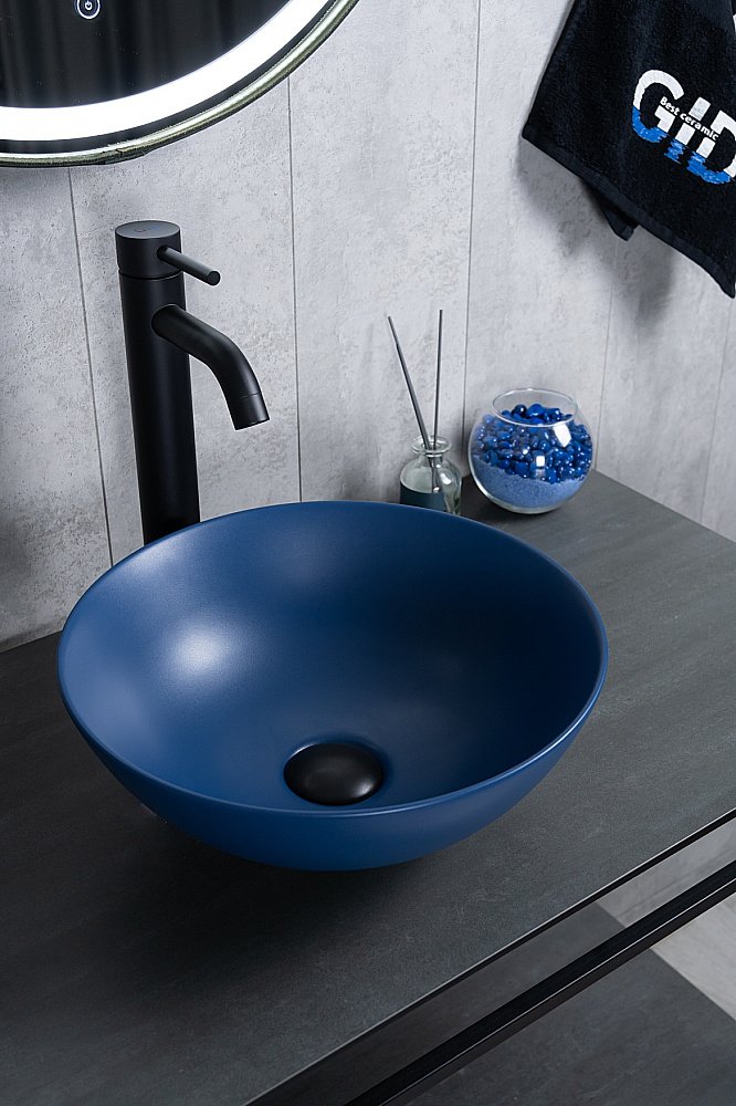 Раковина накладная Gid 9081bum синяя матовая купить в интернет-магазине Sanbest