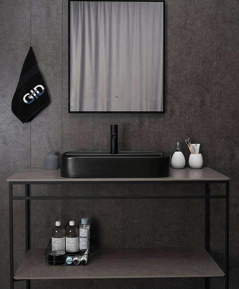 Раковина накладная Gid Geometrico 60 Bm9660 53376 черная матовая купить в интернет-магазине Sanbest