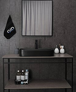 Раковина накладная Gid Geometrico 60 Bm9660 53376 черная матовая купить в интернет-магазине Sanbest