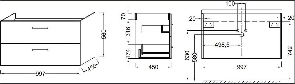 Тумба с раковиной Jacob Delafon OLA 100 для ванной в интернет-магазине Sanbest