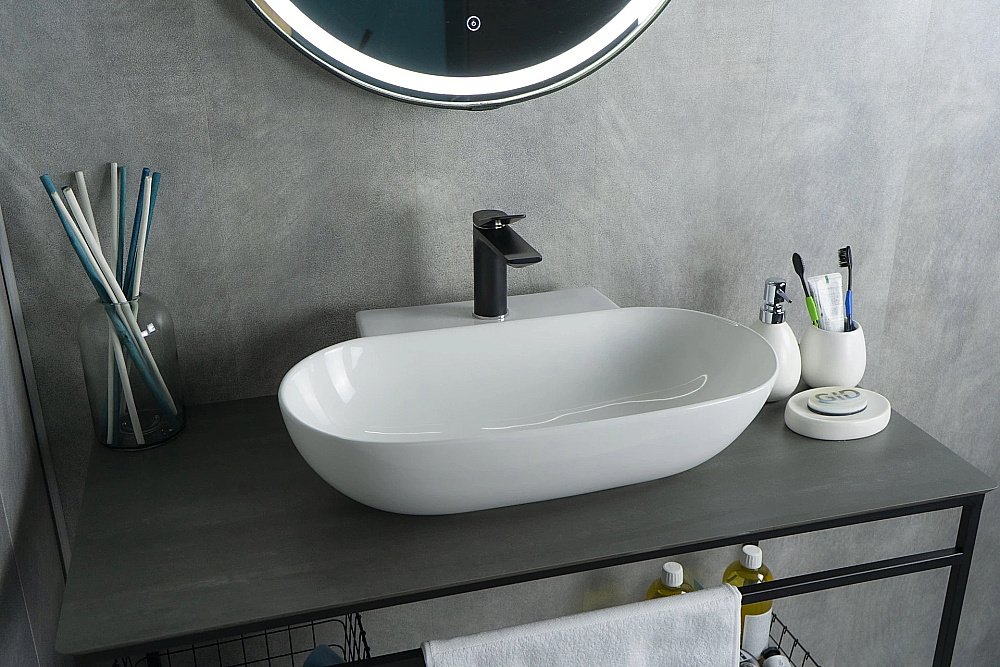 Раковина накладная Gid Lago 56 N9234 51133 белая купить в интернет-магазине Sanbest
