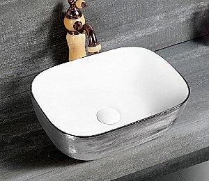 Раковина накладная Ceramalux NC  46 D1333H131 серебро, белая купить в интернет-магазине Sanbest