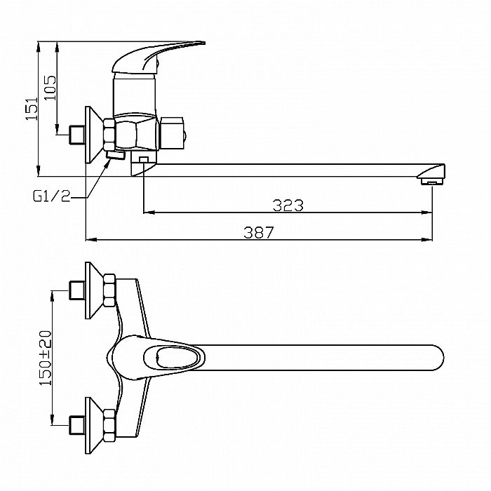 Смеситель для ванны Agger Move A0621100 купить в интернет-магазине сантехники Sanbest
