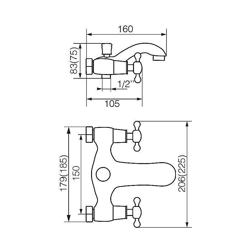 Смеситель для ванны Veragio Agatha VR.AGT-3702.CR купить в интернет-магазине сантехники Sanbest