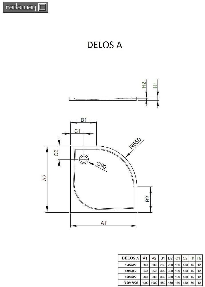 Душевой поддон Radaway Delos A SDA0909-01 90х90 белый купить в интернет-магазине Sanbest