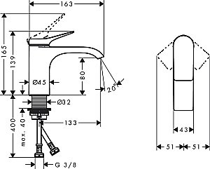 Смеситель для раковины Hansgrohe Vivenis 75012000 хром купить в интернет-магазине сантехники Sanbest
