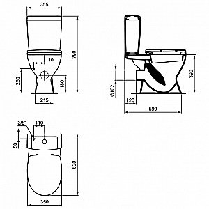 Унитаз напольный Ideal Standard Eurovit V337001 белый, с бачком, с крышкой купить в интернет-магазине Sanbest