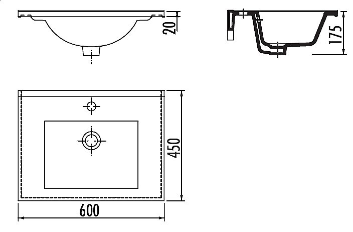 Раковина Creavit SU 60 SU060.00000 белая купить в интернет-магазине Sanbest