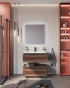 Нижняя тумба Cezares SLIDER-800-1C-PI-NA-P орех дымчатый для ванной в интернет-магазине сантехники Sanbest